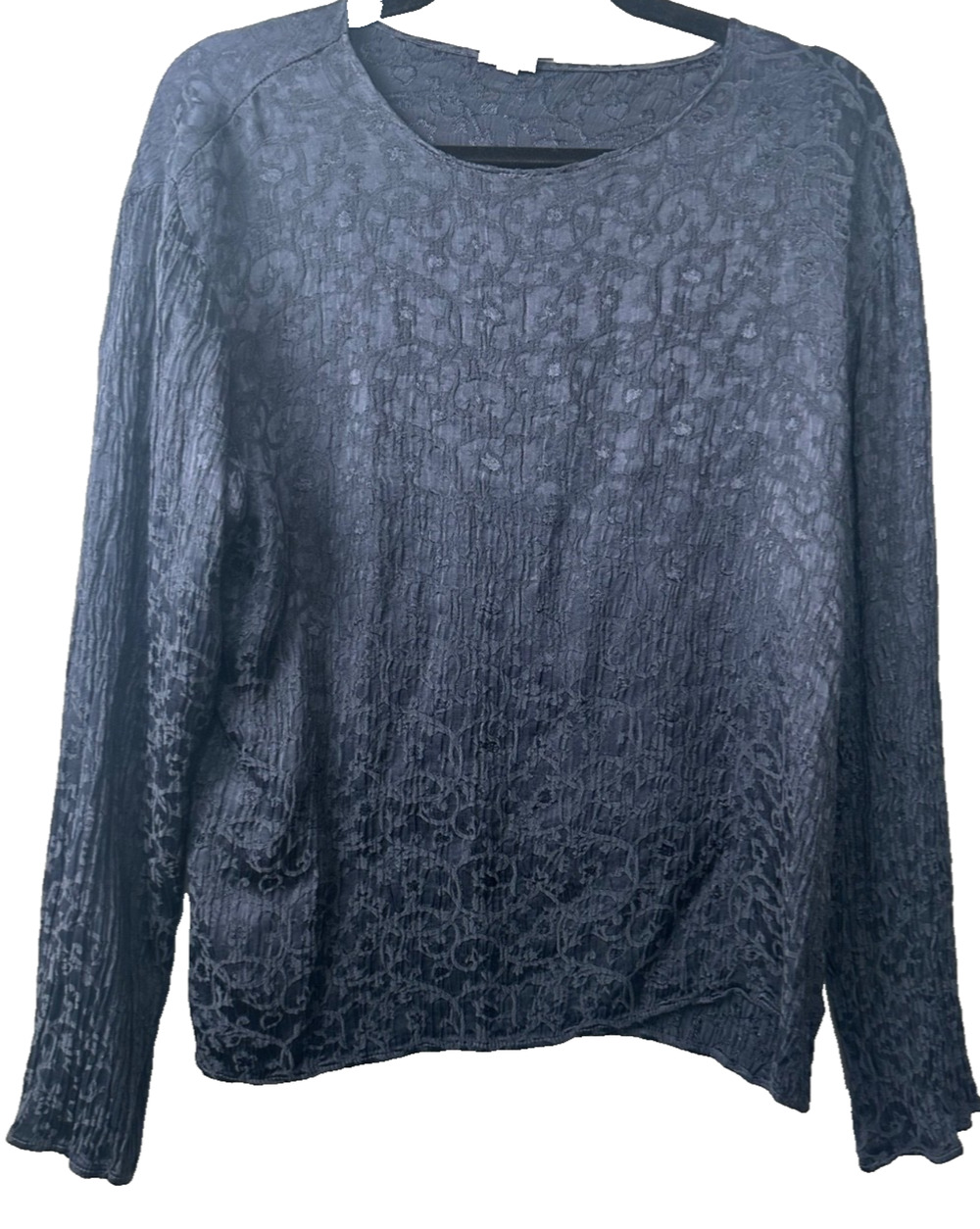 CP Shades Sausalito Blue Textured Rayon Long Sleeve Top Sz M Blouse Boho A34